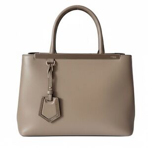 Fendi 2Jours Small / Petite Tote in Beige-Gray Leather with Crossbody Strap